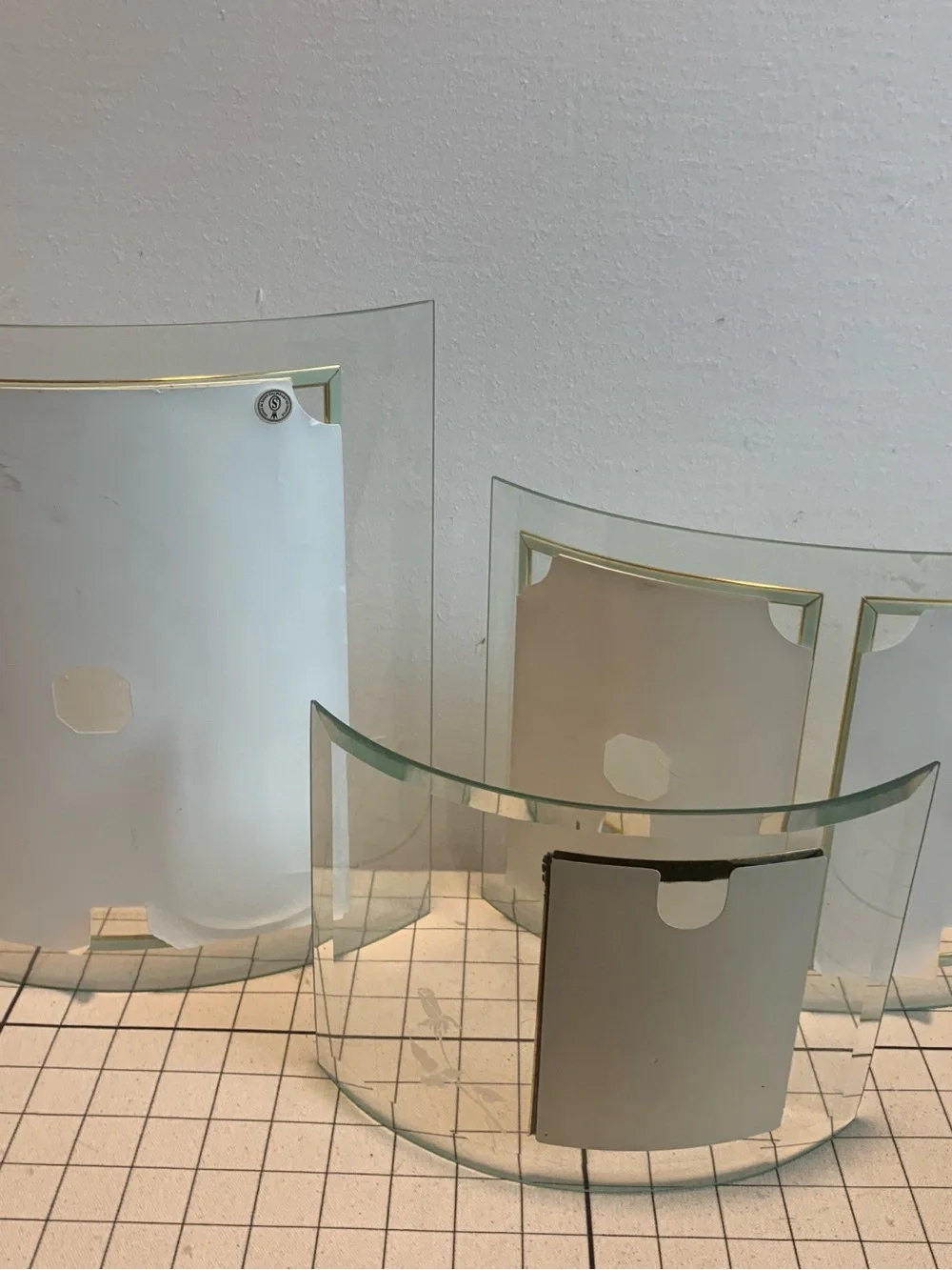 Set of 3 MCM Curved Beveled Glass Frames
